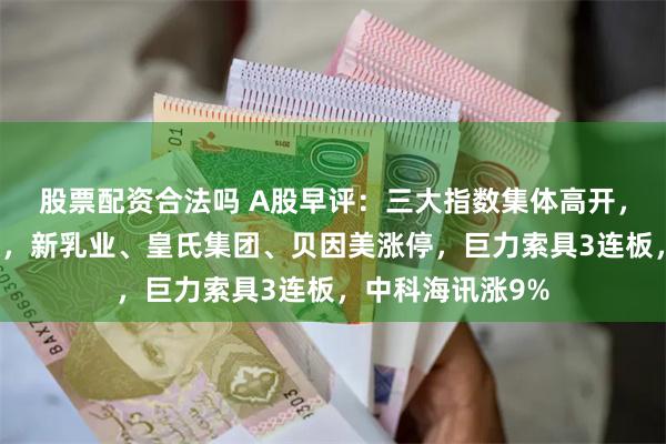 股票配资合法吗 A股早评：三大指数集体高开，大消费持续活跃，新乳业、皇氏集团、贝因美涨停，巨力索具3连板，中科海讯涨9%