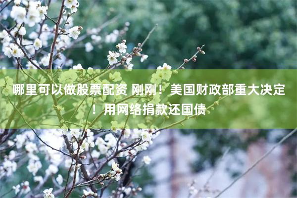 哪里可以做股票配资 刚刚！美国财政部重大决定！用网络捐款还国债